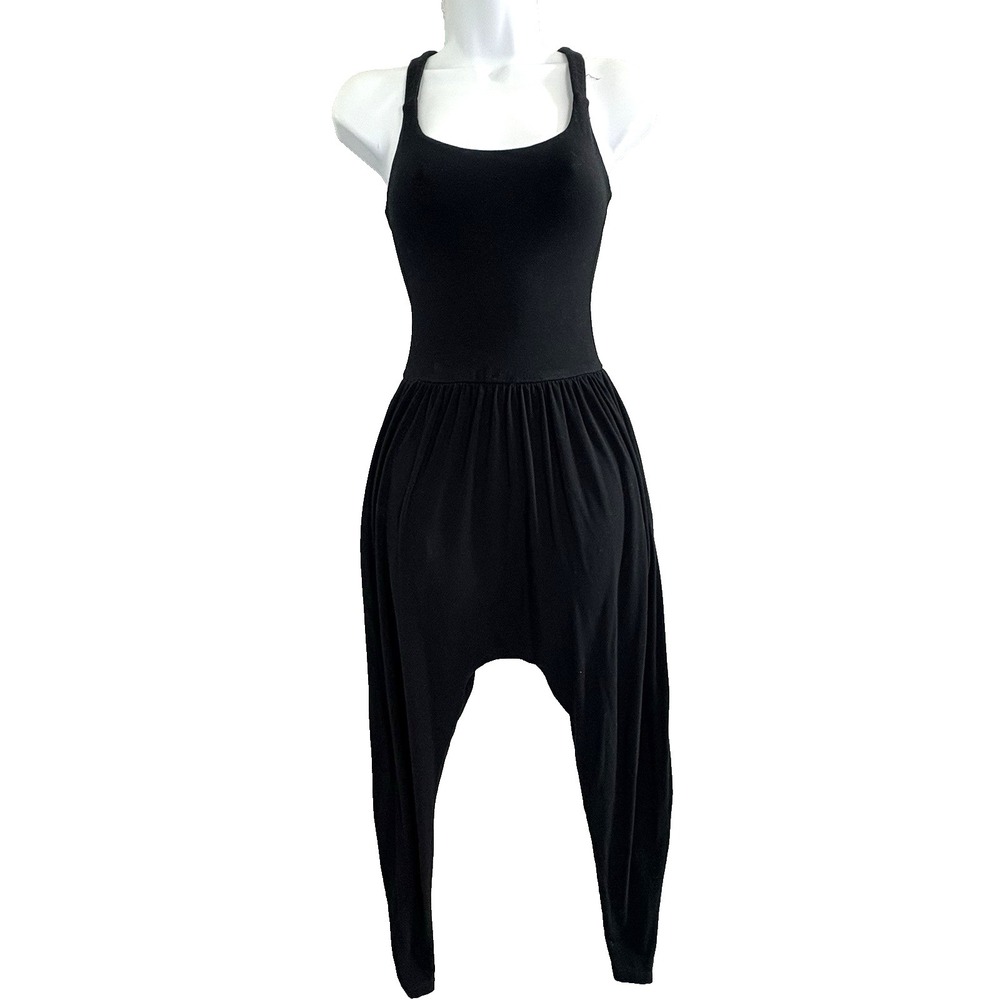 IMBODHI Women Hareem Crossback Tank Yoga Sleeveless Jumpsuit Sz XS Black 47-25
